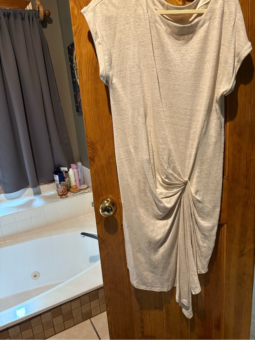 Mod Ref Light Beige Knit Top with Crew Neck